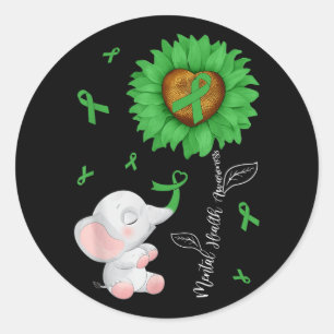 Geestelijke Gezondheid Bewustzijn Zonnebloem Olifa Ronde Sticker