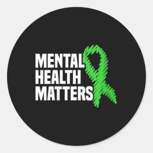 Geestelijke gezondheid S Green Ribbon Geestelijke Ronde Sticker