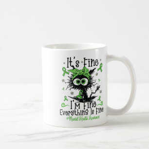 Geestelijke gezondheid Warrior Awareness Black Cat Koffiemok