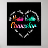 Geestelijke gezondheidsadviseur Heart Word Cloud W Poster (Voorkant)