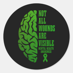 Geestelijke gezondheidsproblemen Niet alle wonden  Ronde Sticker