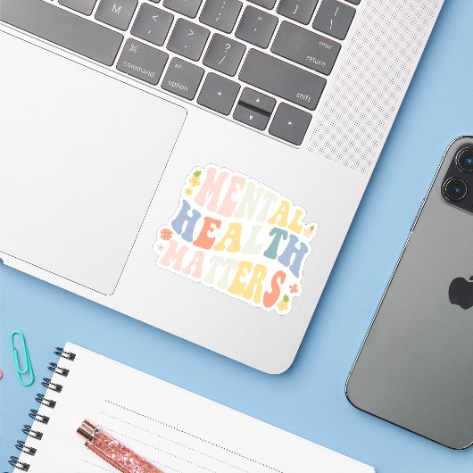 Geestelijke gezondheidsvraagstukken sticker (Laptop met iPhone)