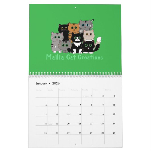 "Geestelijke momenten: een jaar van Kawaii-katten" Kalender (Jan 2026)