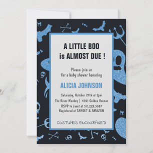 Geesten Blauwe Glitter Oktober Halloween Baby Show Kaart