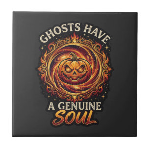 Geesten Hebben Echte Ziel Haloween Pompoen Vuur Sw Tegeltje