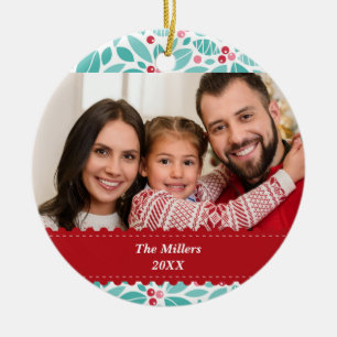 Geesten van Holly Red Ribbon Custom Photo Keramisch Ornament