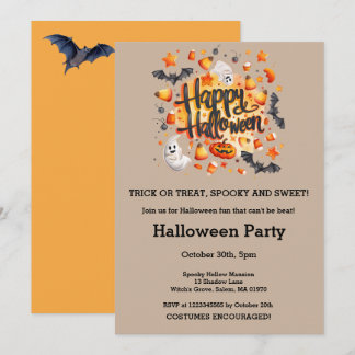 Geesten Vleermuizen Candy Corn Halloween Pompoen F Kaart