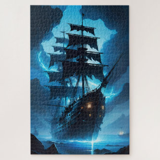 geesterschip, piratenschip, mist, zeilboot legpuzzel