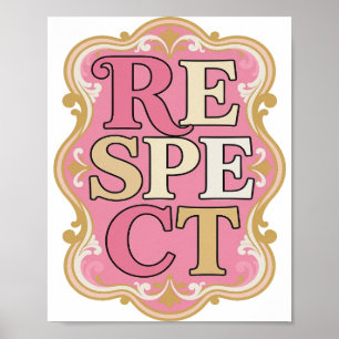 Geestige Goud RESPECT Tekst Ontwerp Poster