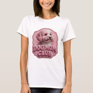 Geestige Roze HOND MOEDER CLUB 3D Tekst Kunst T-shirt