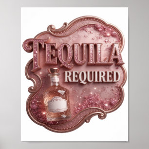 Geestige Roze TEQUILA VERPLICHT Tekst Ontwerp Poster