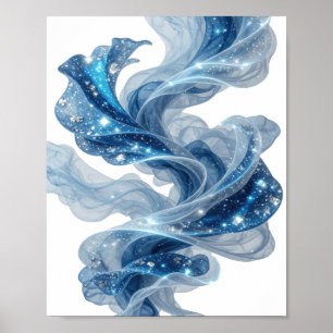 Geestige Zilveren BLAUWE STERREN IN DE RUIMTE 3D-t Poster