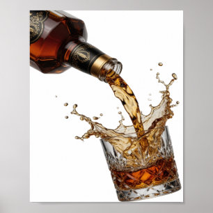 Geestige zilveren WHISKY DIE IN GLAS WORDT GEGOTEN Poster