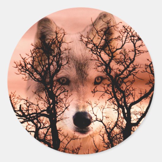 Geestwolf Ronde Sticker (Voorkant)