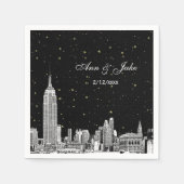 Geëtst NYC Skyline Sterrenhemel DIY BG Bruiloft Servetten (Voorkant)