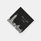 Geëtst NYC Skyline Sterrenhemel DIY BG Bruiloft Servetten (Hoek)