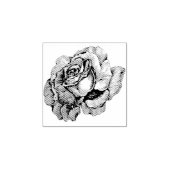 Geëtst pluizig open Roos Rubberstempel (Afrduk)