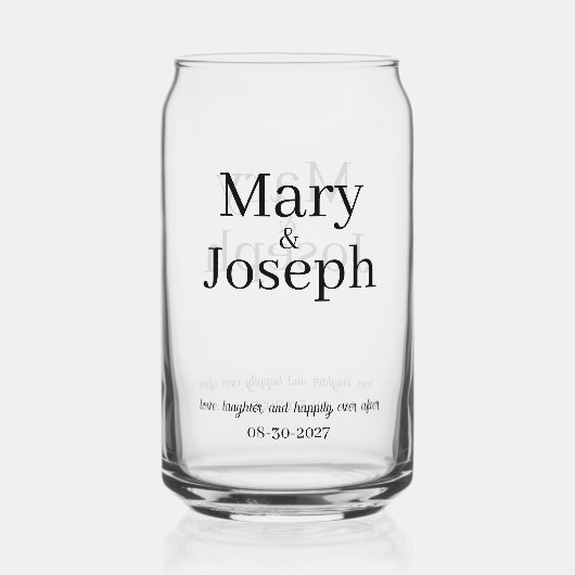  geëtst trouwglas gunst blikvorm glas (Achterkant)