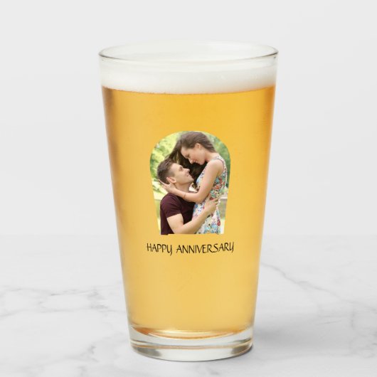 Geëtste Afbeelding Bier Mok Gepersonaliseerde foto Glas (Voorkant gevuld)