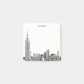 Geëtste NYC Skyline DIY BG Kleur Post-it® Notes (Voorkant)