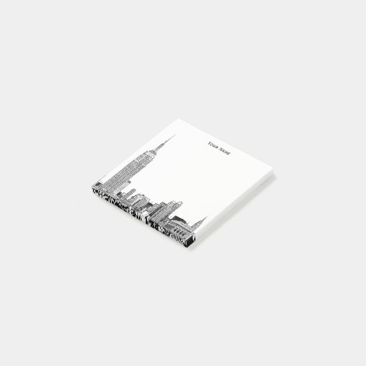 Geëtste NYC Skyline DIY BG Kleur Post-it® Notes (Schuin)