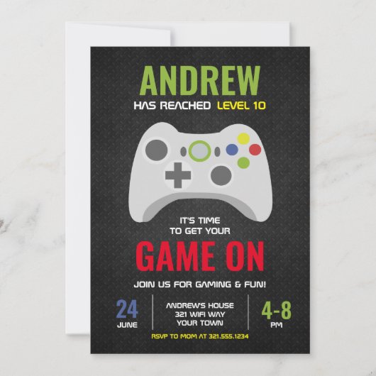 Geëvenaarde gamebeleving (Stijl 3) Uitnodiging fee (Voorkant)