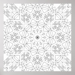 Gefacetteerde Kristal Mandala Geometrie Kleur Kuns Poster
