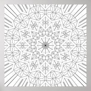 Gefacetteerde Steruitbarsting Geometrisch Mandala Poster