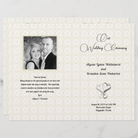 Gefattereerd Photo Wedding Ceremony Folded Program (Voorkant / Achterkant)
