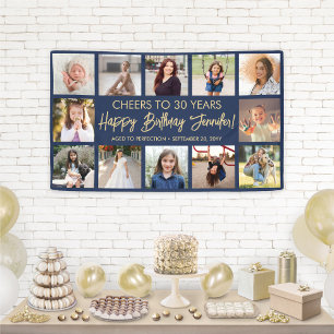 Gefelicitard met je verjaardag moderne foto collag spandoek