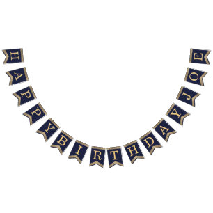 Gefelicitard Navy Blue Gold  3 Letters naam Joe Vlaggetjes
