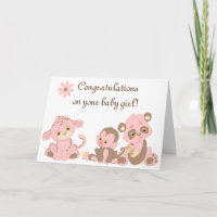 Gefelicitations Baby Meisje Nieuwe Dieren Notitie 