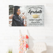 Gefeliciteerd 1 Photo Marble Black en Gold Afstude Spandoek (Insitu)