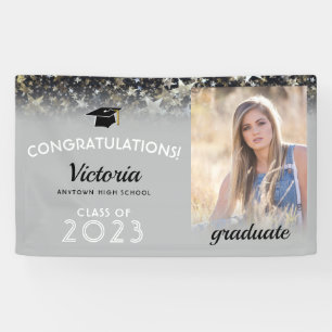 Gefeliciteerd 2021 Afstuderen Silver & Gold Photo Spandoek
