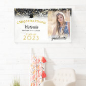 Gefeliciteerd, 2023 Afstuderen Gold en White Photo Spandoek (Insitu)