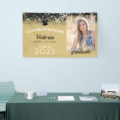 Gefeliciteerd, 2023 Afstuderen Gold Photo Spandoek (Beurs)