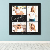 Gefeliciteerd 2024 Afstuderen 4 Fotod Naam Zwart Canvas Afdruk (Insitu (Houten vloer))
