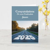 Gefeliciteerd 2025 Custom Name Afstuderen Kaart (Gele Bloem)