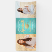 Gefeliciteerd 2 Foto Blauwgroen Blauw Goud Afstude Spandoek (Verticaal)