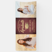 Gefeliciteerd 2 Foto Burgundy Red en Gold Afstuder Spandoek (Verticaal)