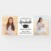 Gefeliciteerd 2 Foto eenvoudig zwart-wit Afstudere Spandoek (Horizontaal)