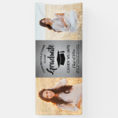 Gefeliciteerd 2 Foto Silver & Black Modern Afstude Spandoek (Verticaal)