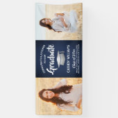 Gefeliciteerd 2 Photo Navy Blue Silver Afstuderen Spandoek (Verticaal)