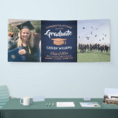 Gefeliciteerd 2 Photo Navy Blue White Copper Afstu Spandoek (Beurs)