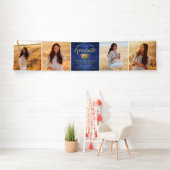 Gefeliciteerd 4 Foto Blue Gold WhiteGraduation Spandoek (Insitu)