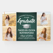 Gefeliciteerd 4 Foto groen wit en zilver Afstudere Spandoek (Horizontaal)