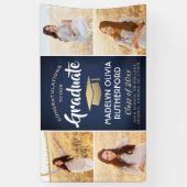 Gefeliciteerd 4 Foto marineblauw goud & wit Afstud Spandoek (Verticaal)