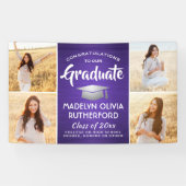 Gefeliciteerd 4 Foto Paars Afstuderen White & Silv Spandoek (Horizontaal)