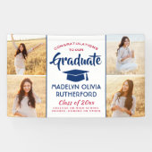 Gefeliciteerd 4 Foto rood wit en blauw Afstuderen Spandoek (Horizontaal)