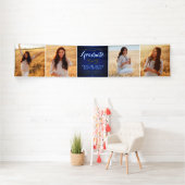 Gefeliciteerd 4 Foto Royal Blue Gold Afstuderen Spandoek (Insitu)